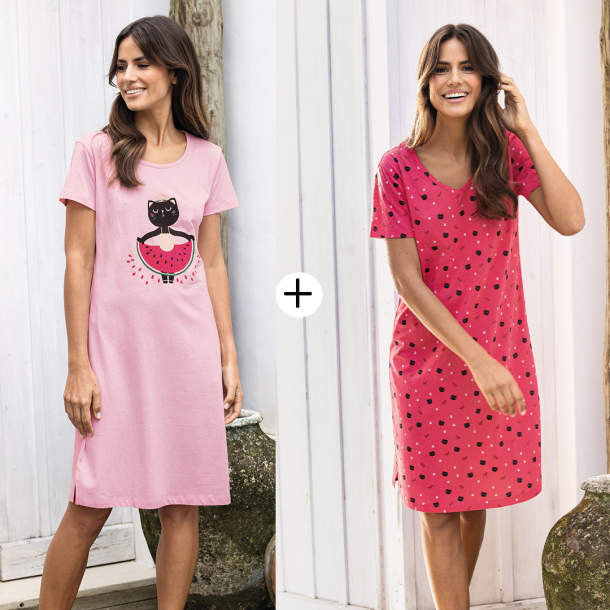 2 maxi t-shirts Chat pastèque