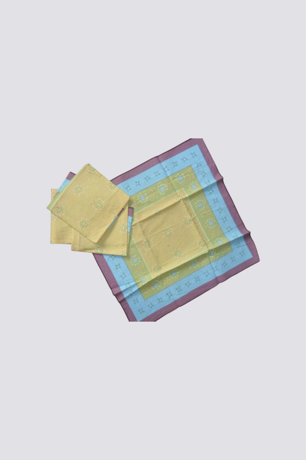 4 serviettes de table colorées en coton, état neuf