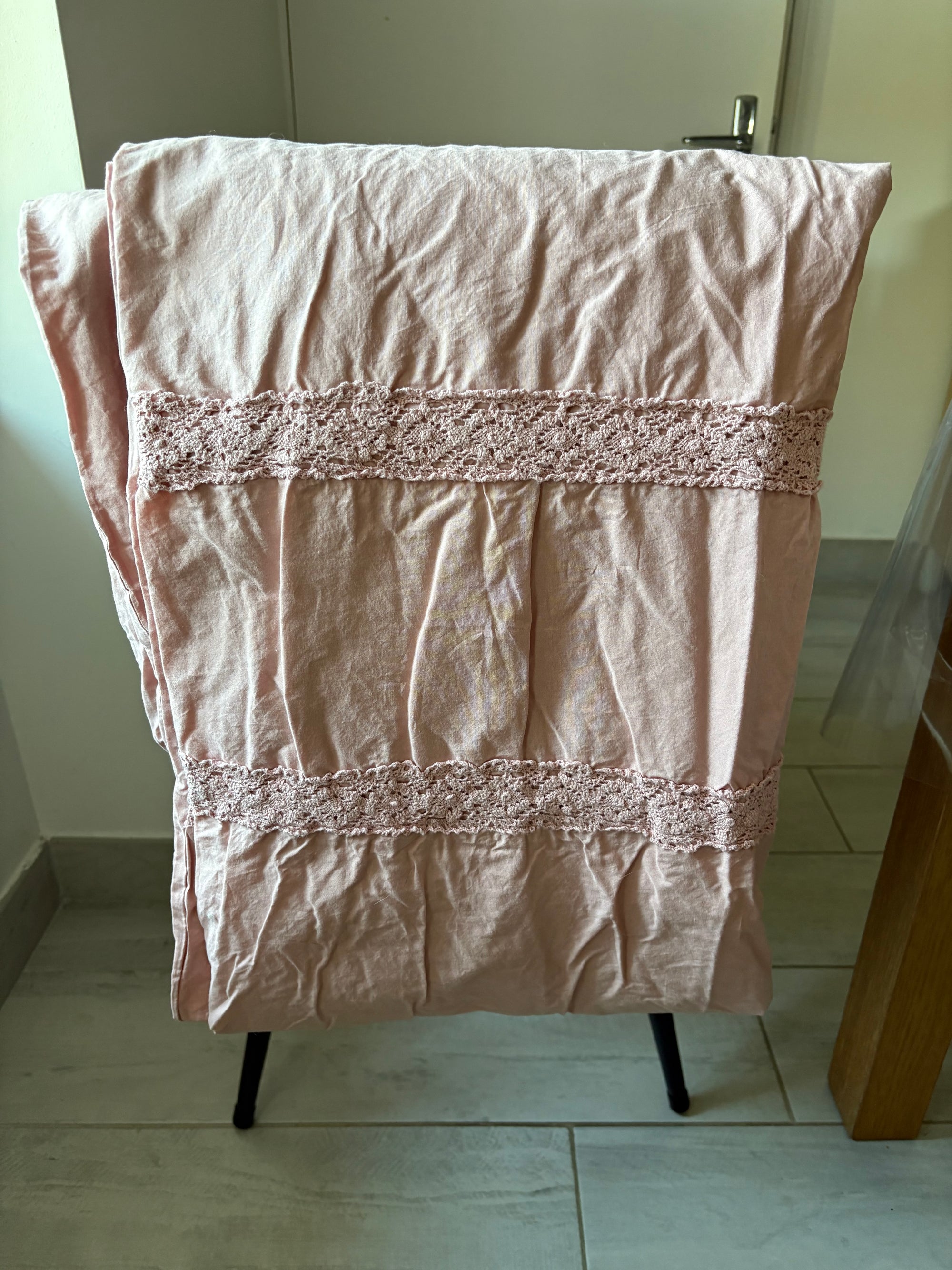 Housse de couette uni rose pâle