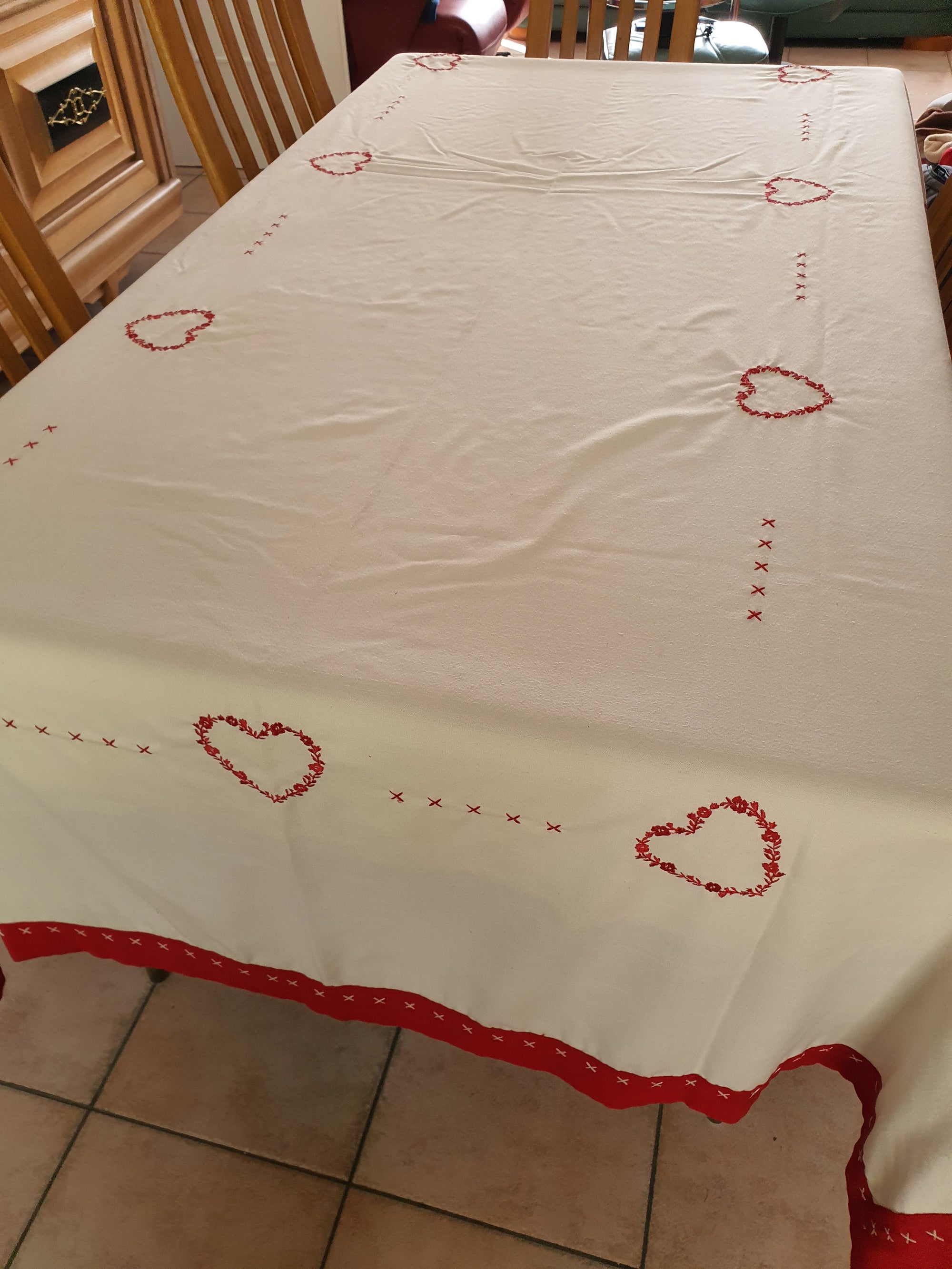 Nappe grande taille motif cœurs