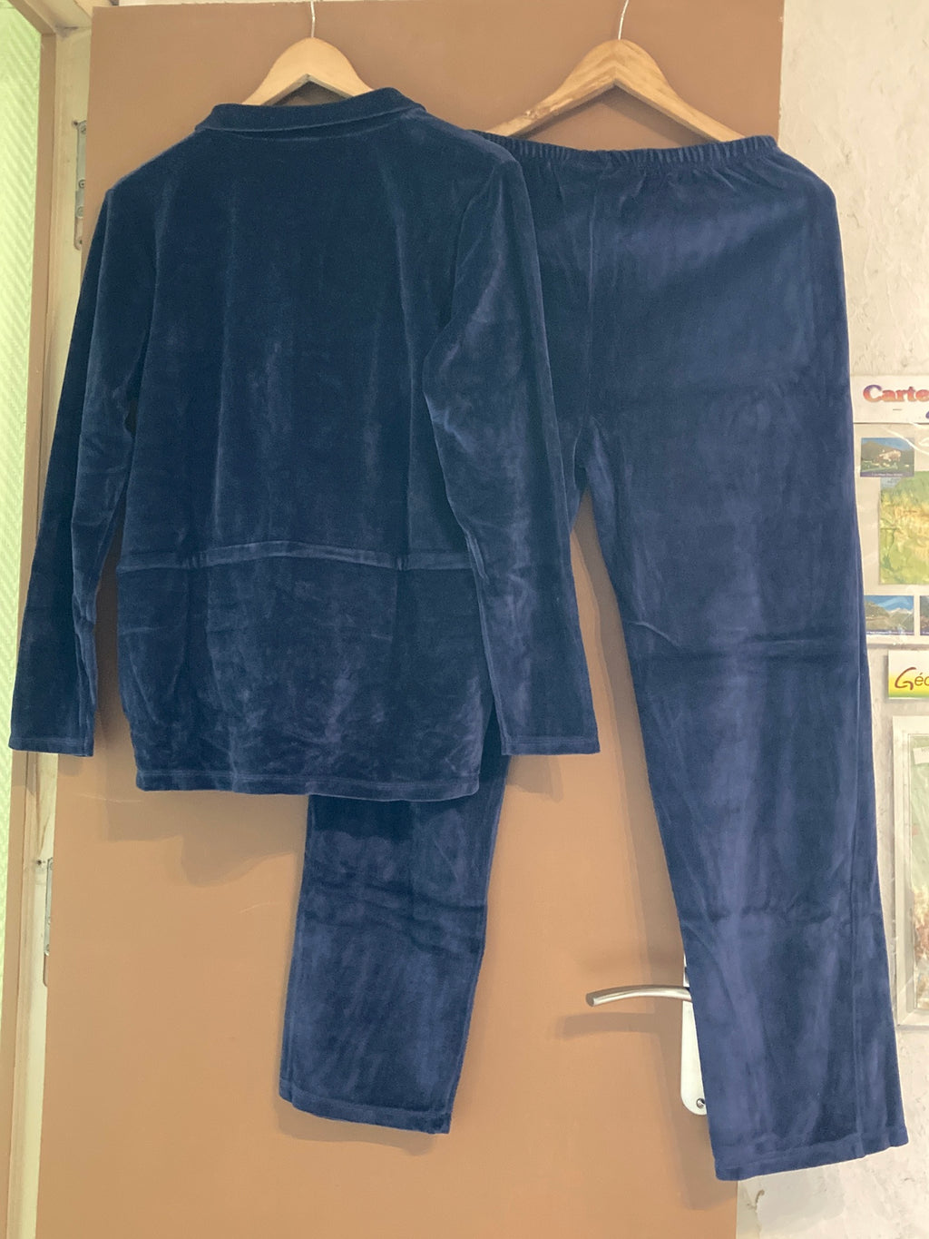 Ensemble pantalon et veste en velour Bleu