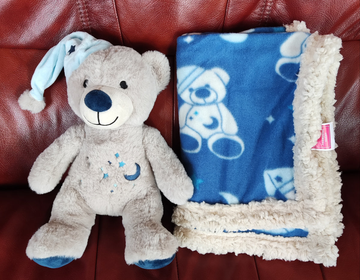 Ours en peluche + plaid assorti