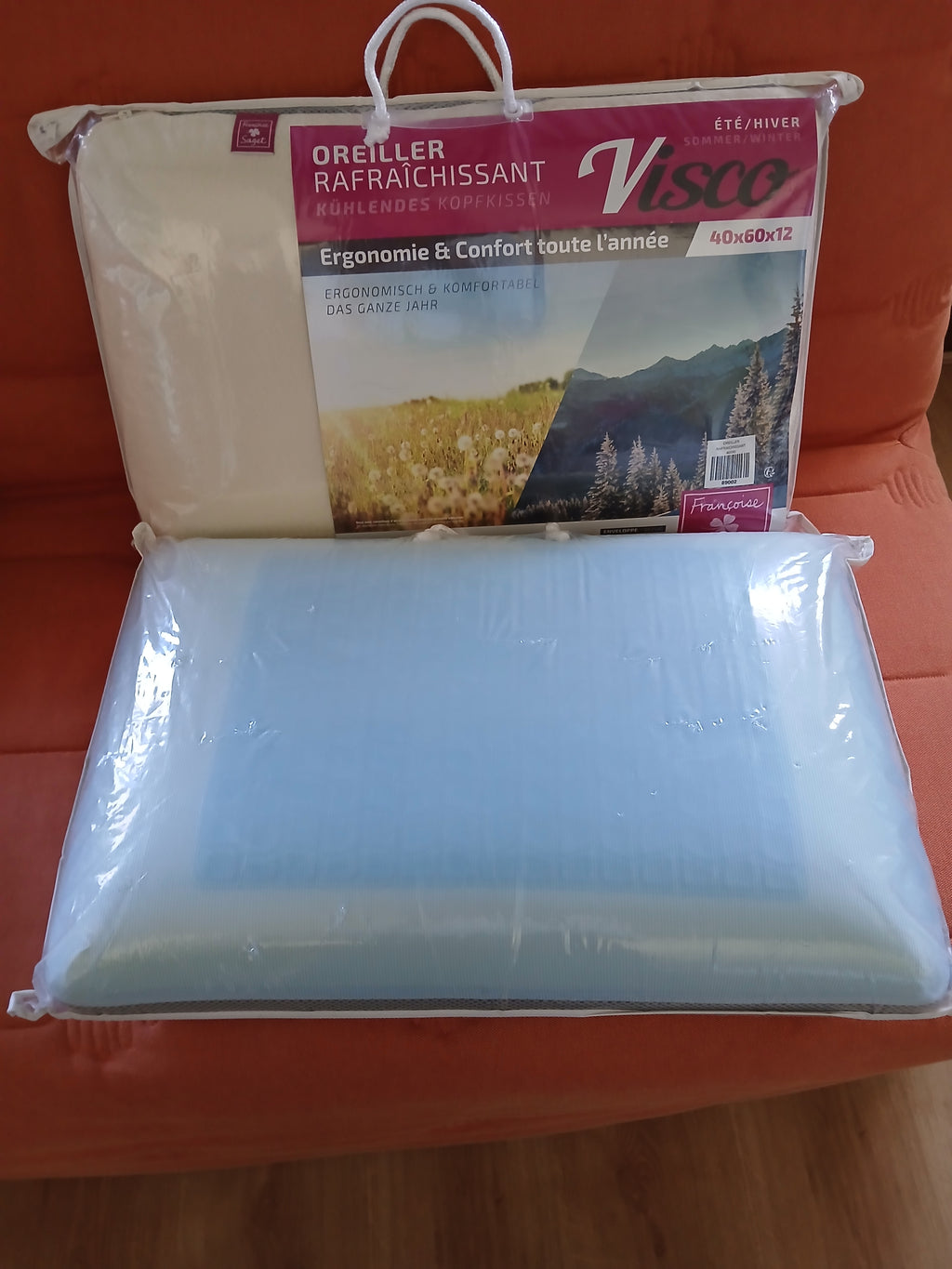 Oreillers rafraîchissant lot de 2 oreillers (1 face été 1 face hiver)