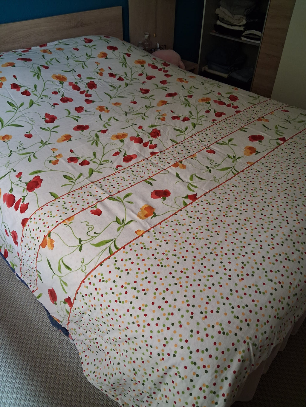 Housse de couette et taies motif floral