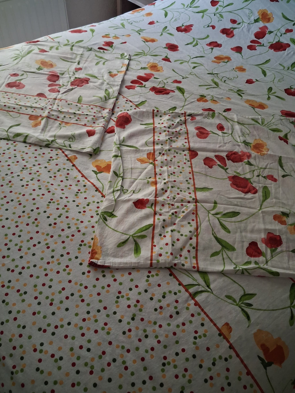 Housse de couette et taies motif floral
