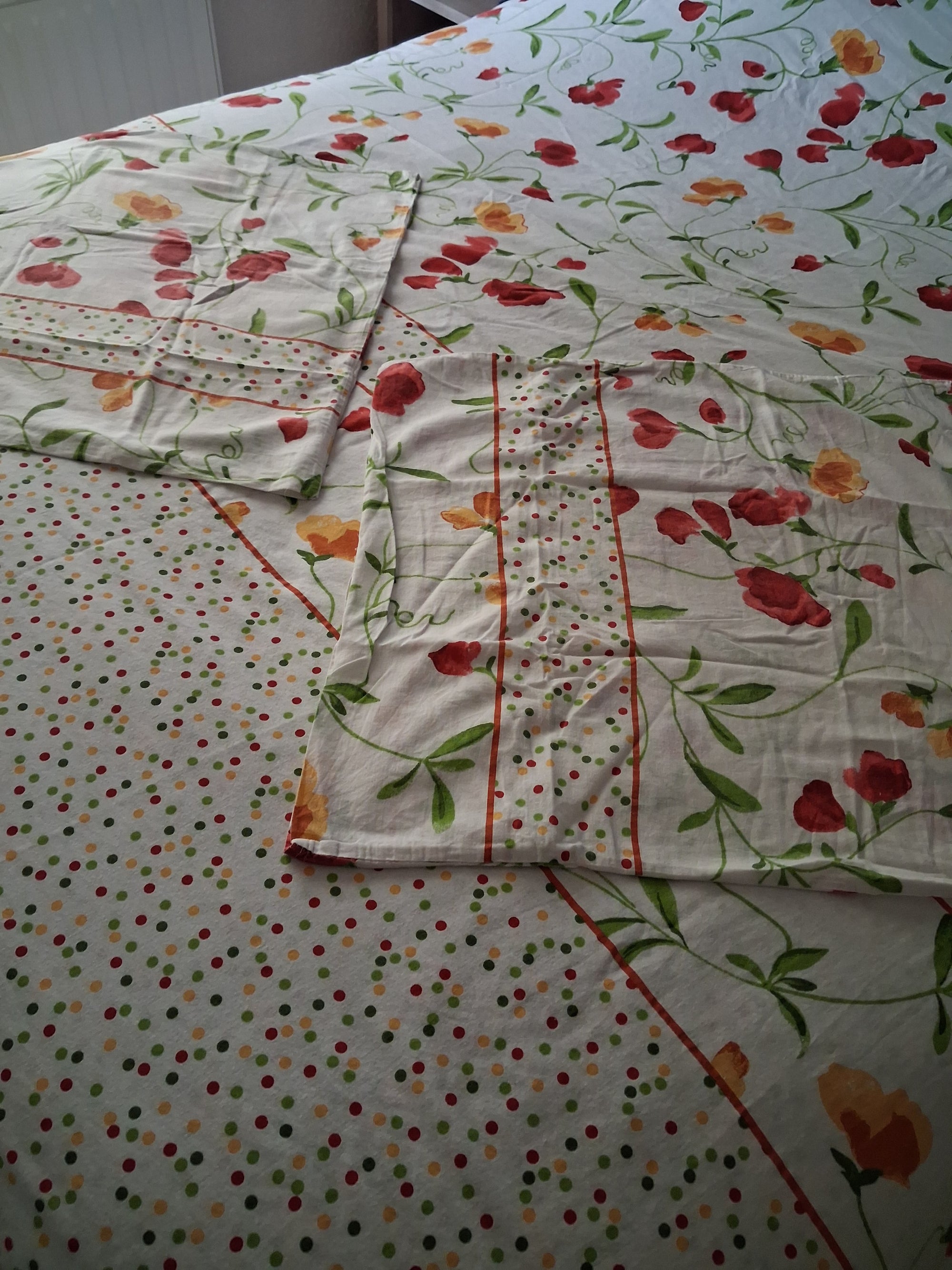 Housse de couette et taies motif floral