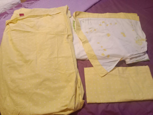 Drap plat 220x240 2 personnes drap housse 140x190 housse de traversin 44x180 marque francoise saget modèle mimosa jaune et blanc
