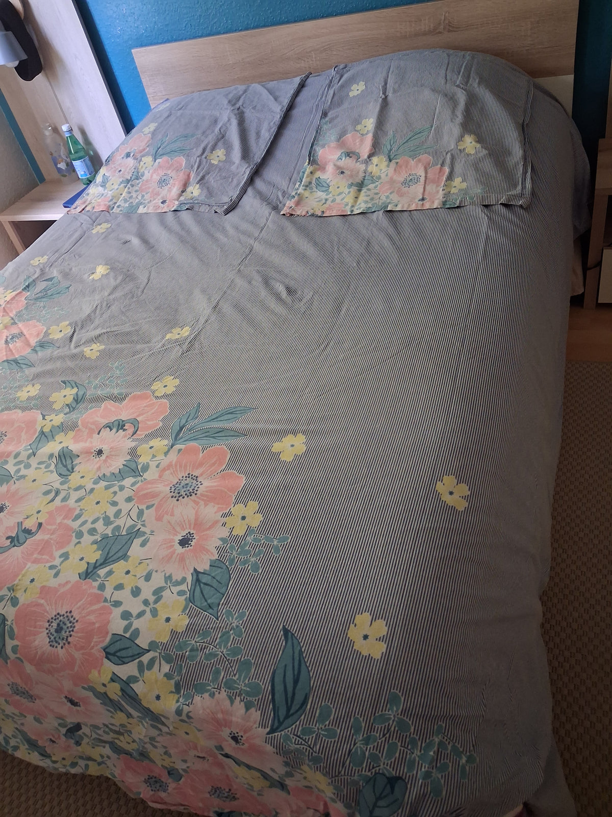 Housse couette et 2 taies motif floral été