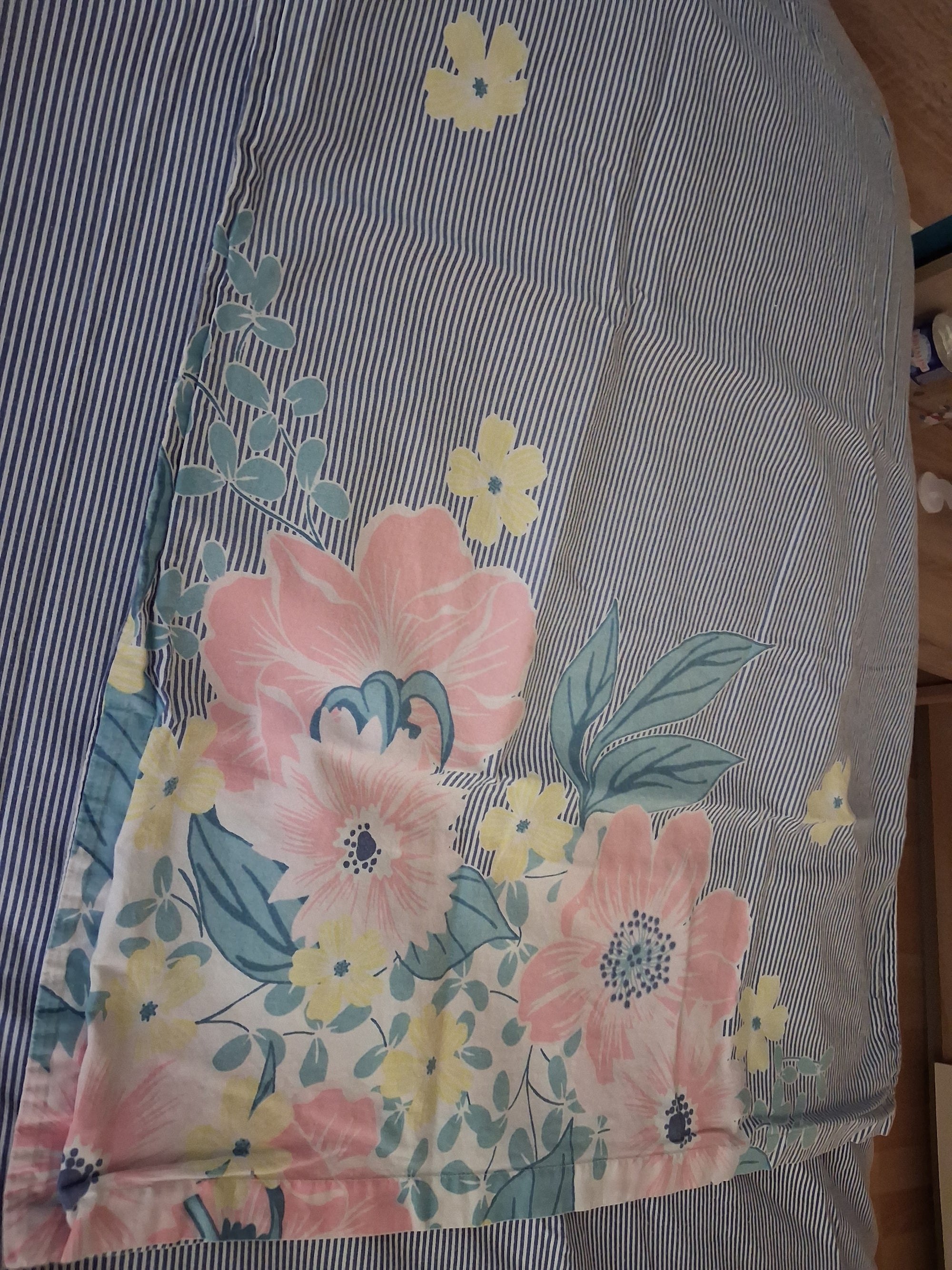 Housse couette et 2 taies motif floral été