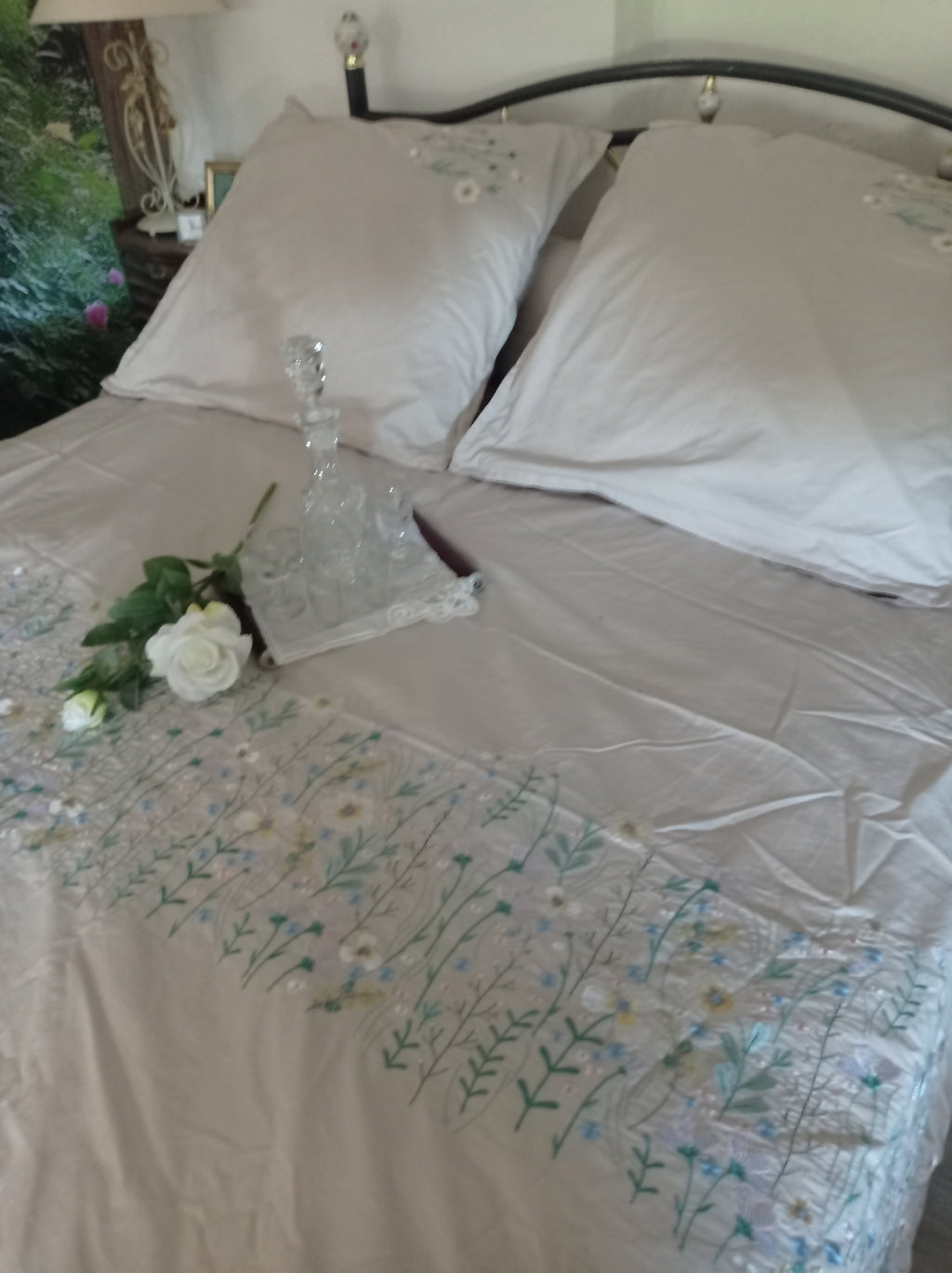 Housse de couette brodée