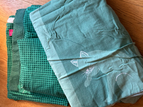 Parure chat vert flanelle