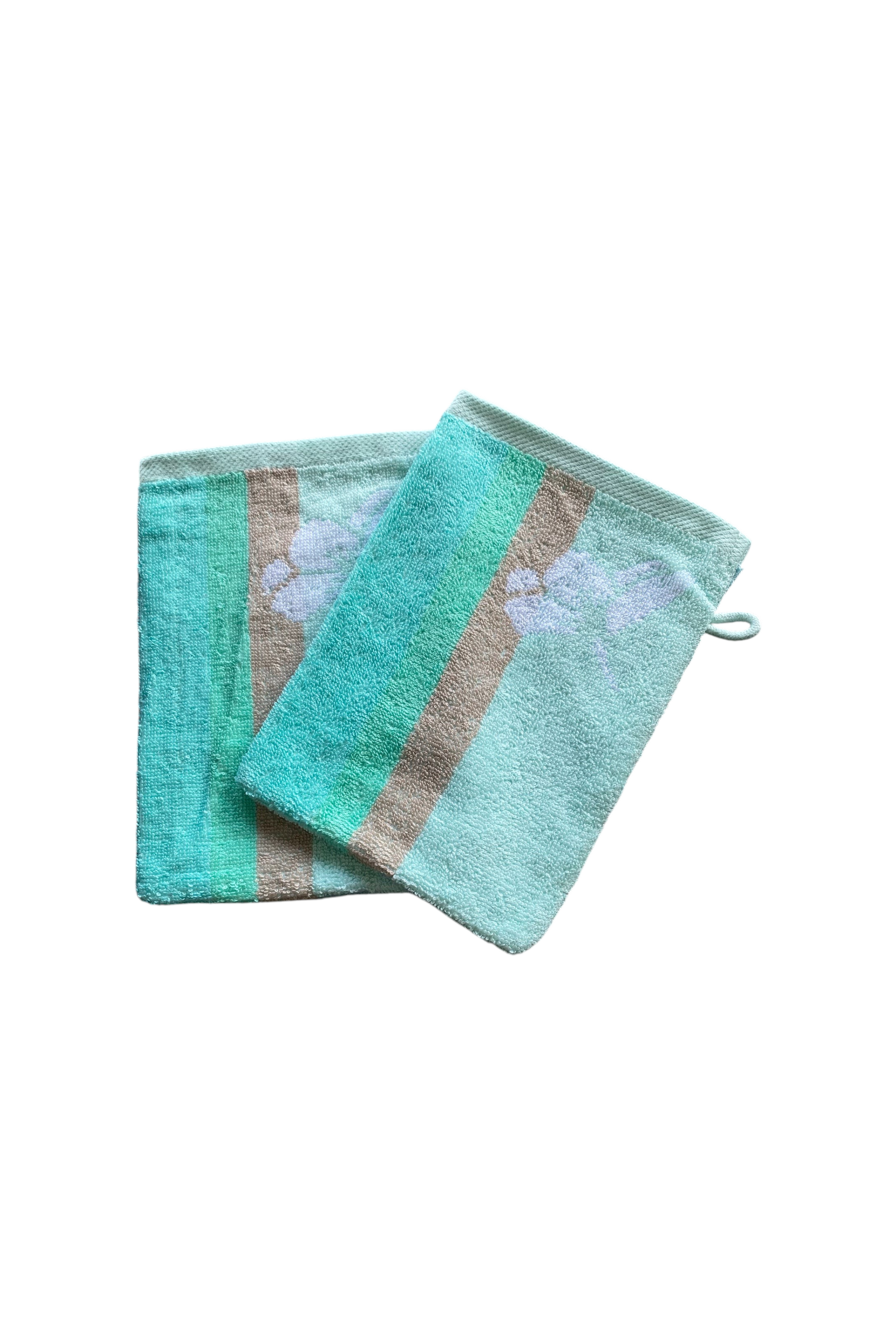 2 gants de toilette Fleurs de sérénité