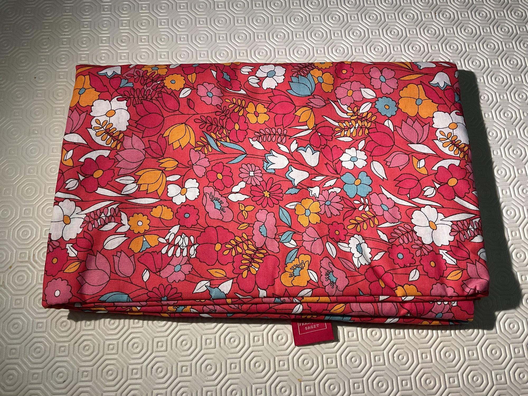 Drap 1 personne cottage fleuri rouge grenadine 180x290