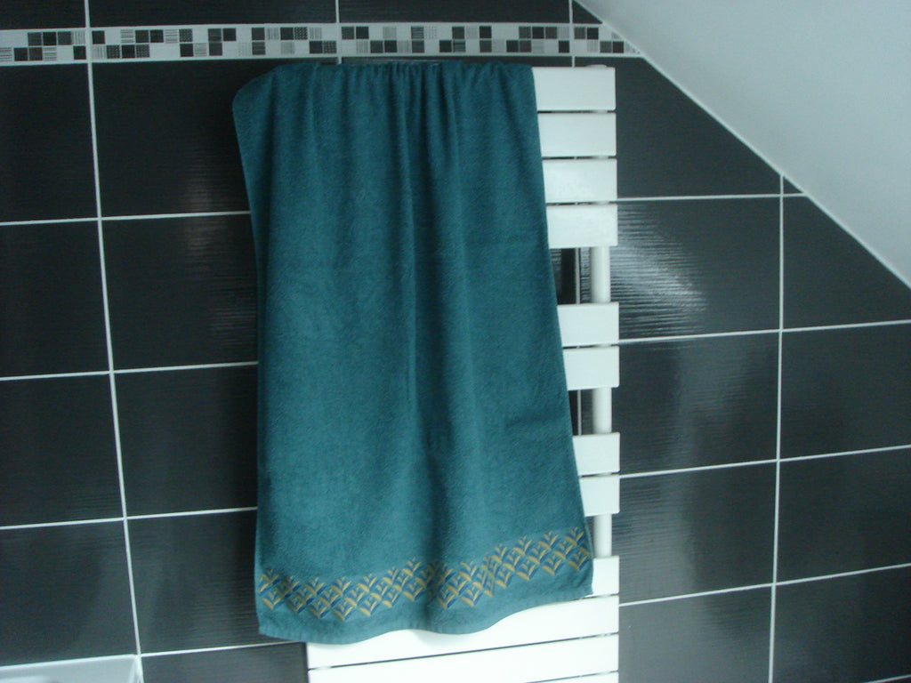Ensemble linge de bain  motif feuillage