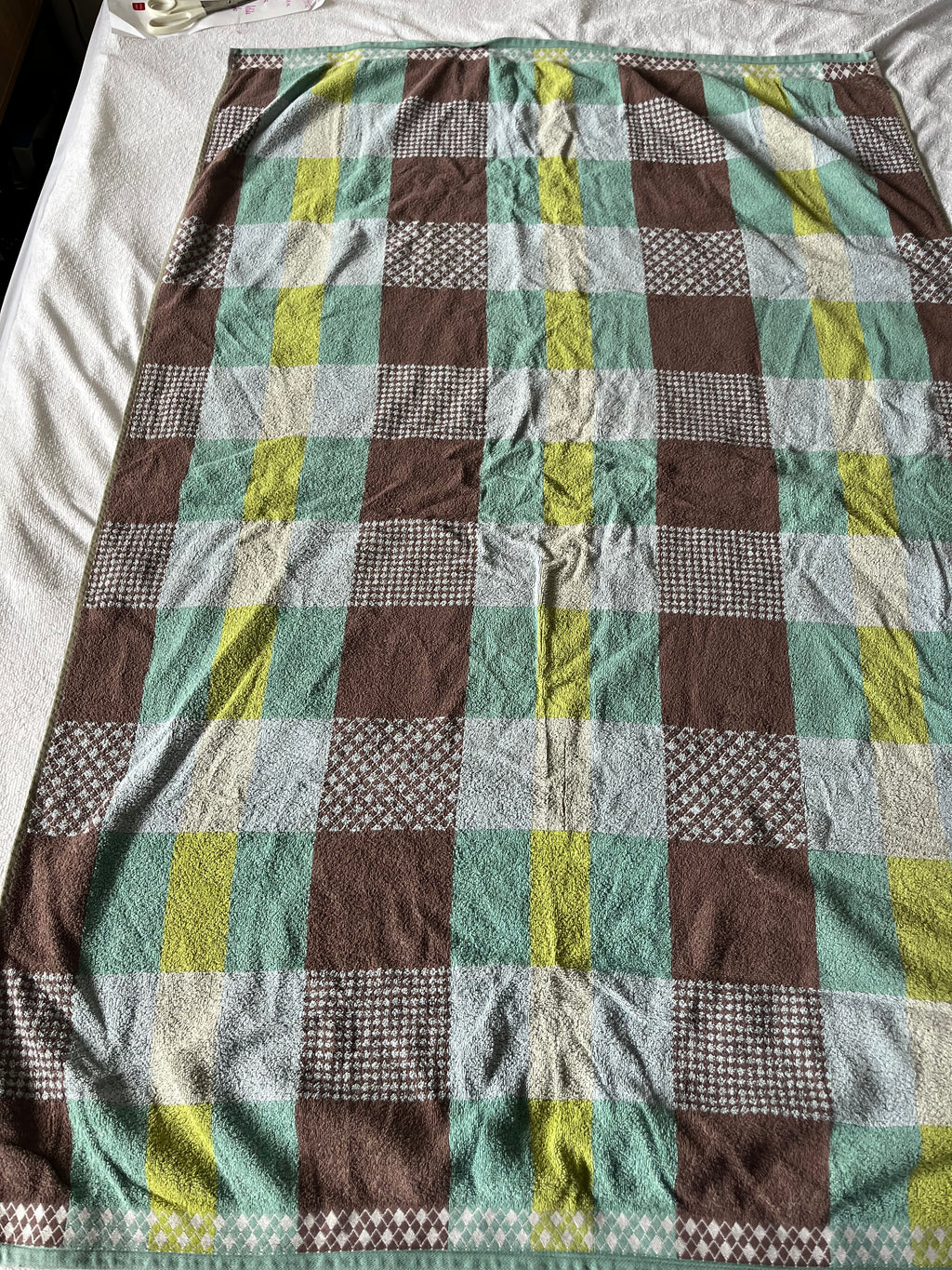 Serviette carreaux tons verts