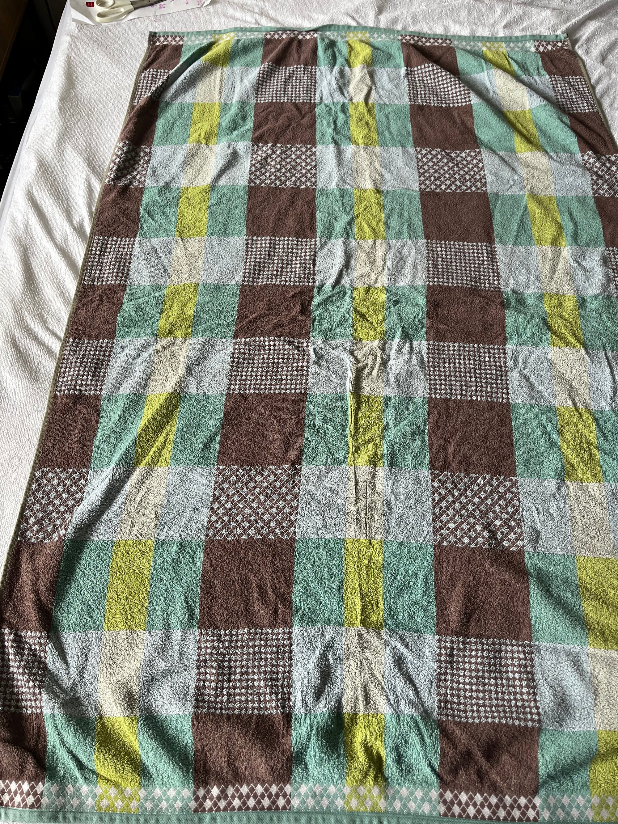 Serviette carreaux tons verts