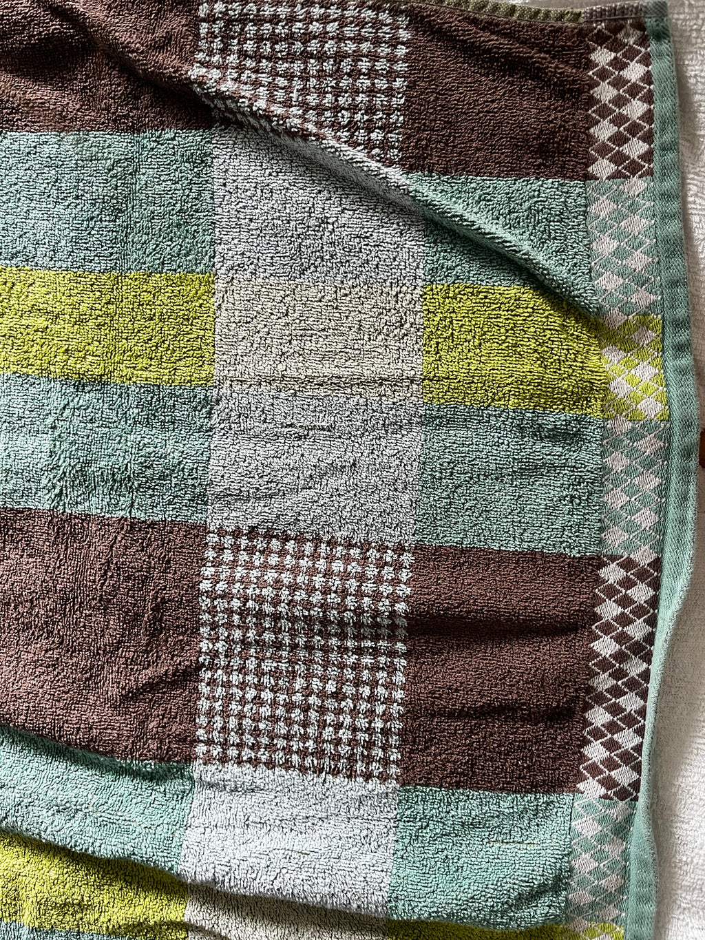 Serviette carreaux tons verts