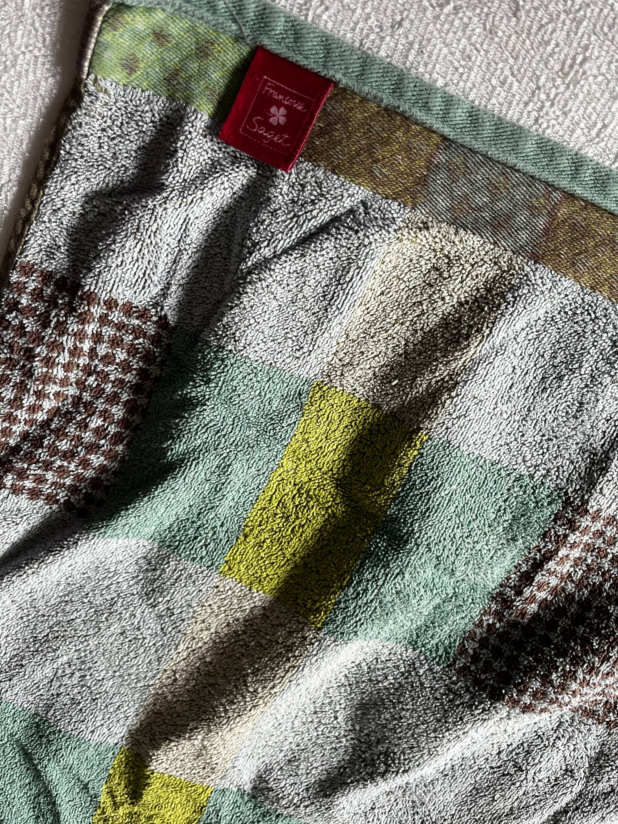 Serviette carreaux tons verts