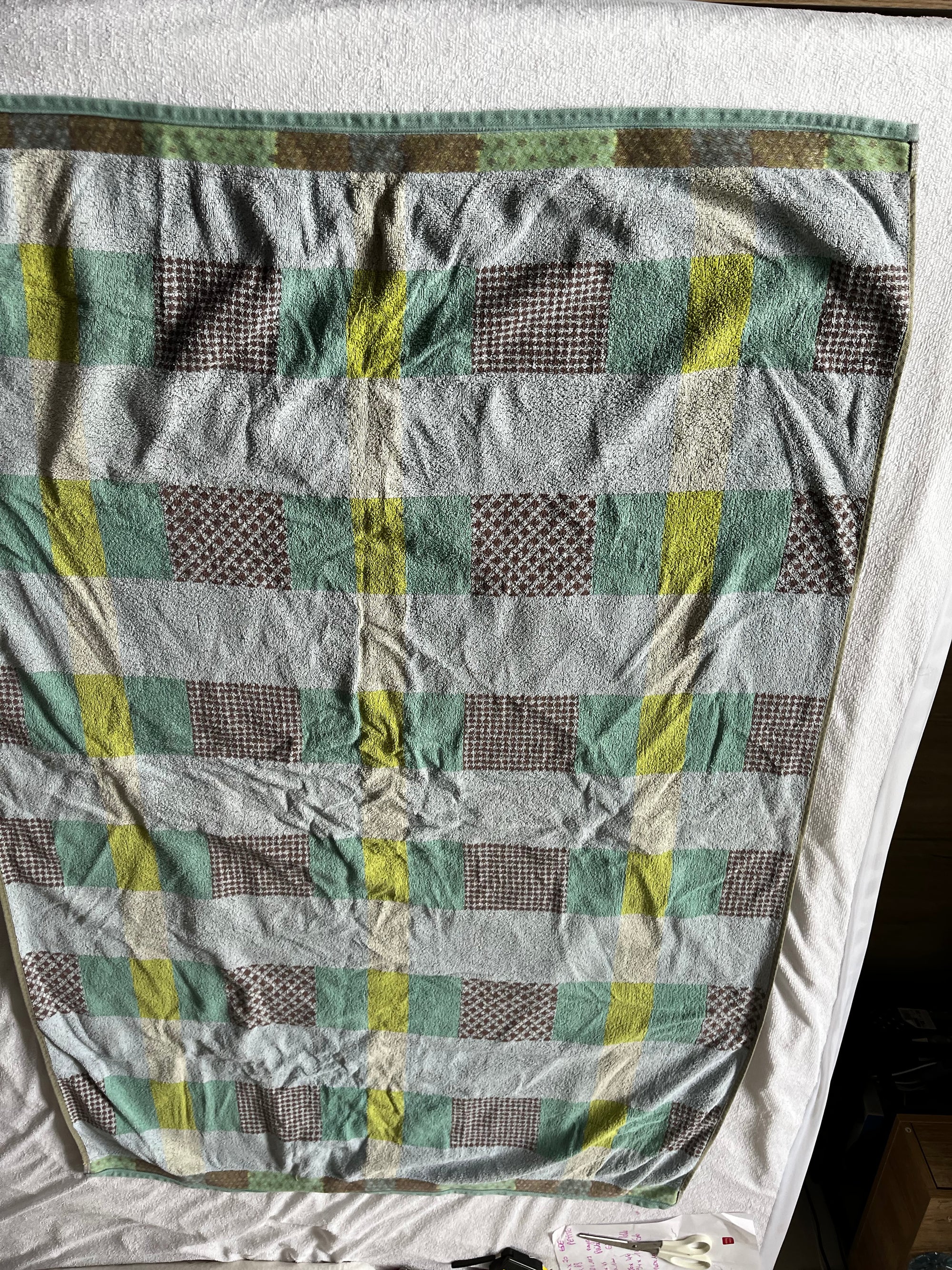 Serviette carreaux tons verts