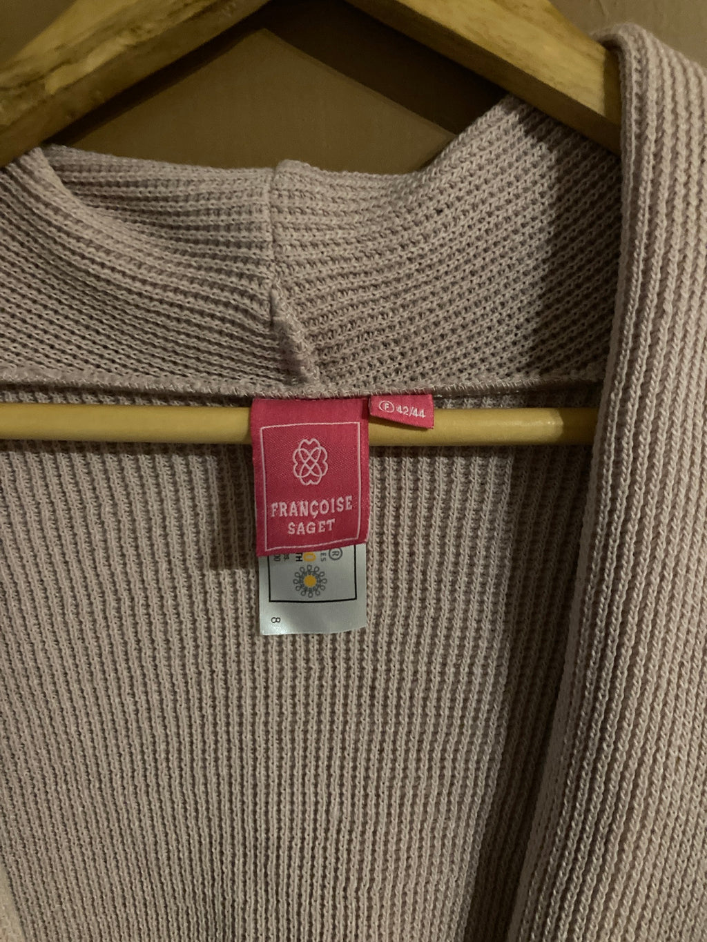 Ensemble Gilet tricot-pantalon fluide viscose  rose poudré