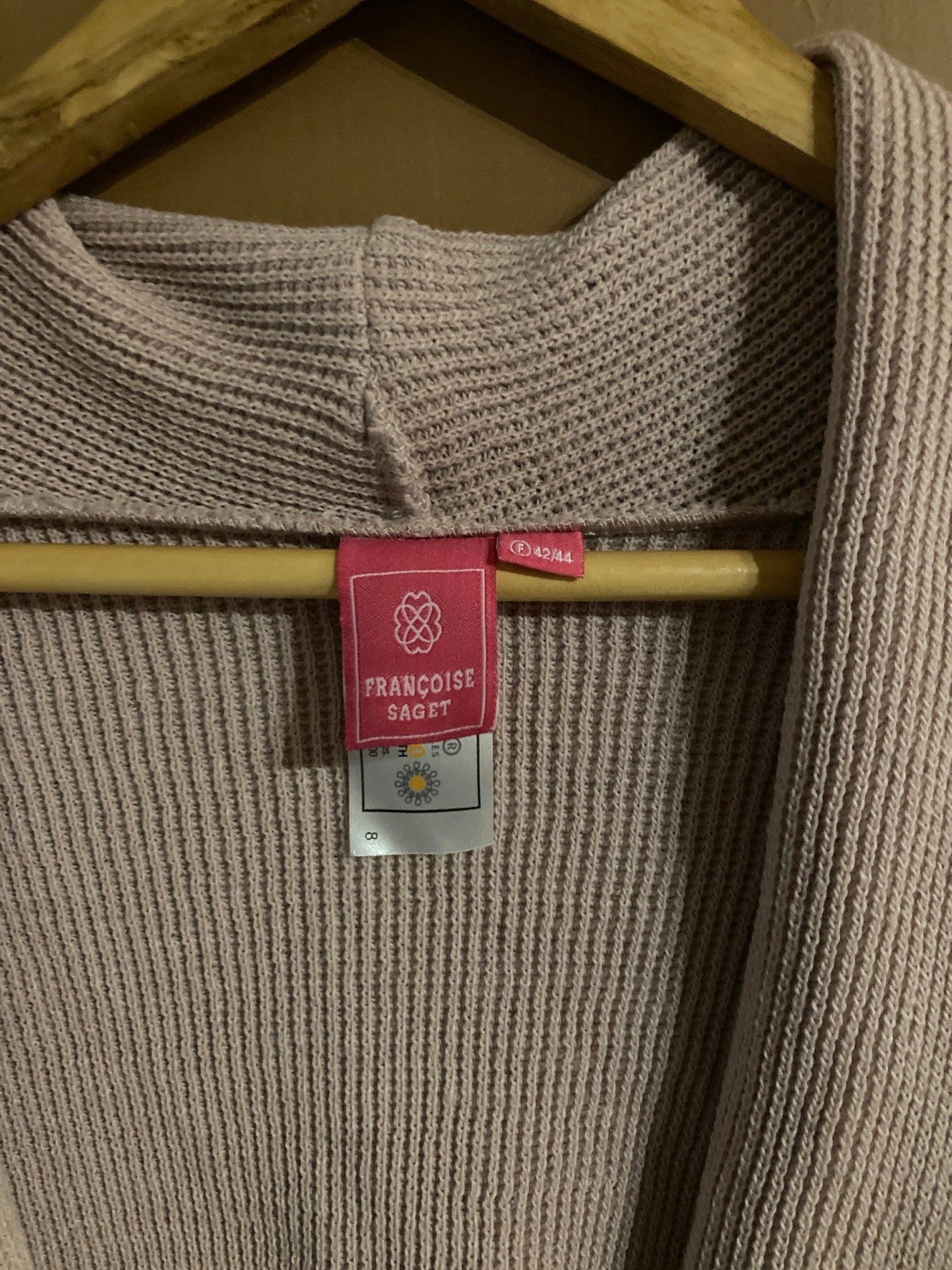 Ensemble Gilet tricot-pantalon fluide viscose  rose poudré