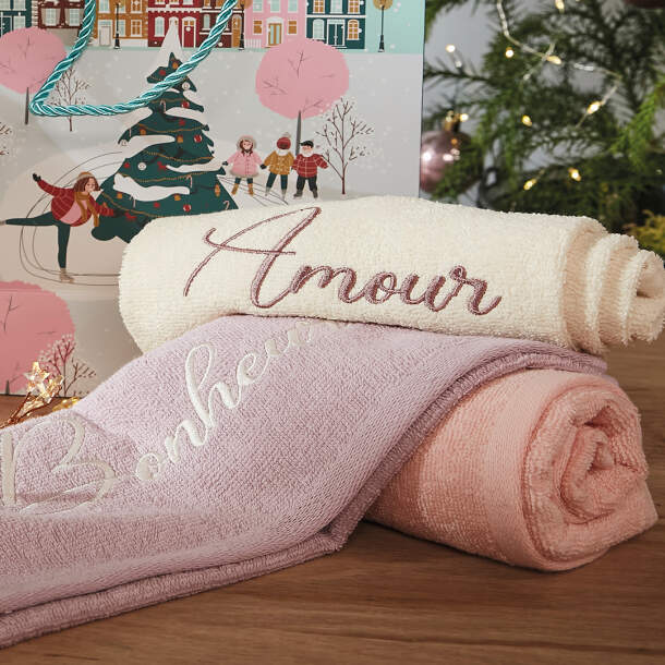 3 serviettes invité Amour et bonheur