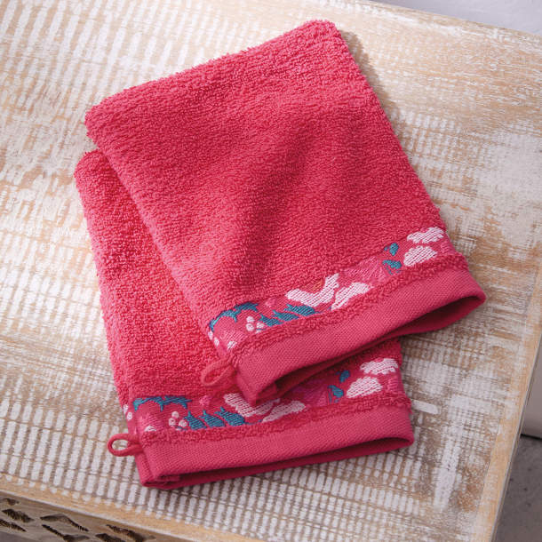 2 gants de toilette rose Au milieu des fleurs