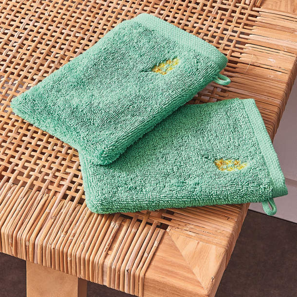 2 gants de toilette Azur et mimosa