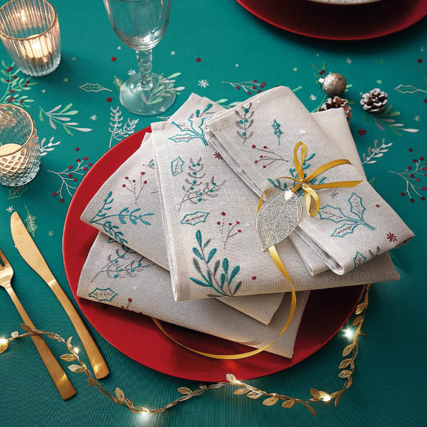 Serviettes de table Baie et houx