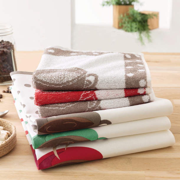 6 torchons Café bonheur