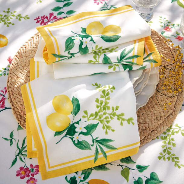 2 serviettes de table Couleur citron