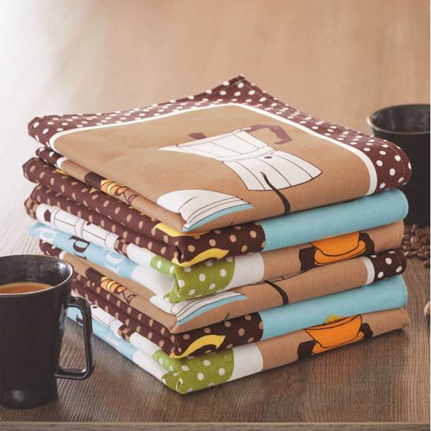 6 torchons Détente et cappuccino