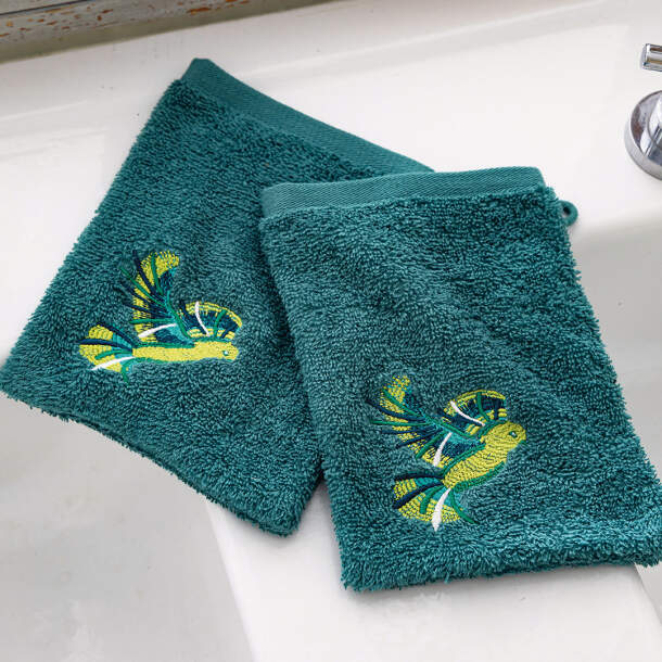 2 gants de toilette Envol poétique