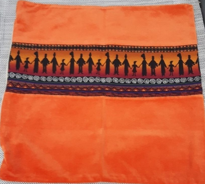2 housses coussin, orange, style ethnique