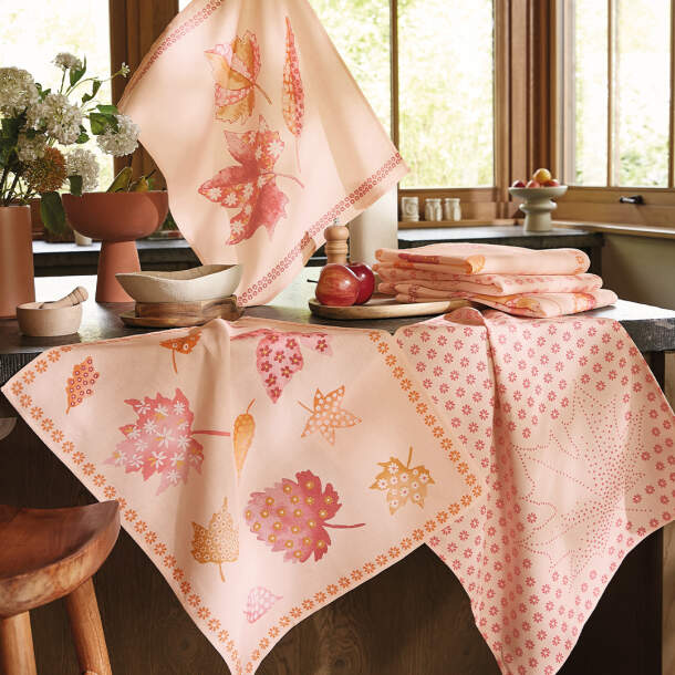 6 torchons Feuilles qui dansent