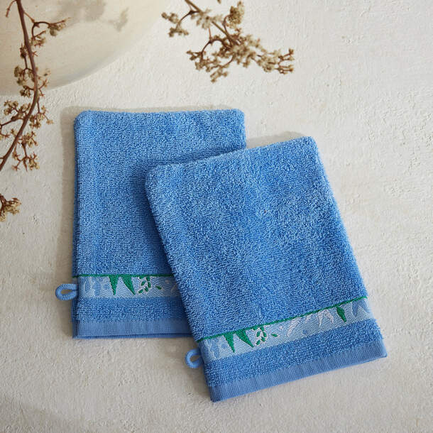 2 gants de toilette Fleurs et graminées