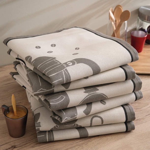 6 Torchons Grains de café