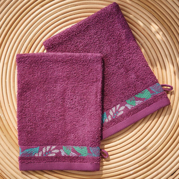 2 gants de toilette Jardin tropical