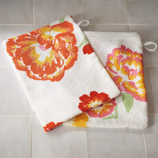 2 gants de toilette Joyeux floral
