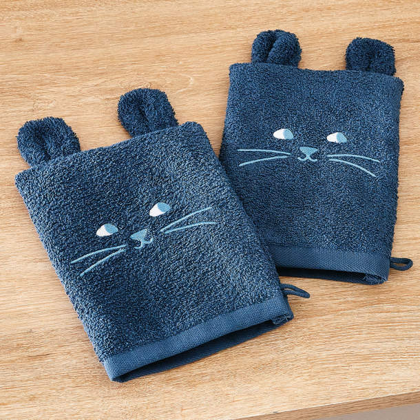 2 gants de toilette La tête dans les étoiles