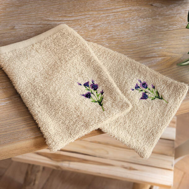 2 gants de toilette Langage des fleurs