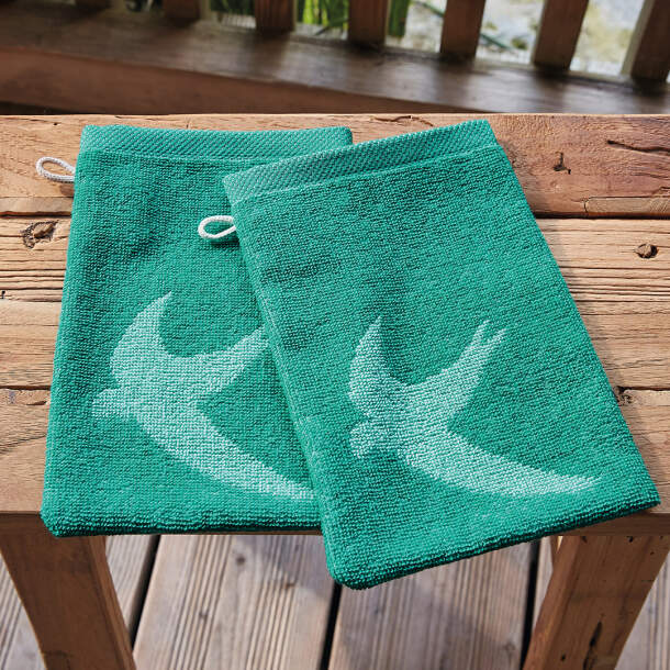 2 gants de toilette Le vol des hirondelles