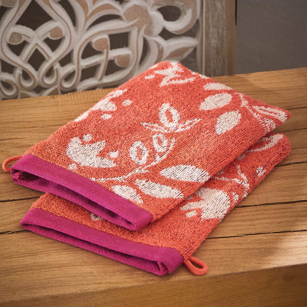 2 gants de toilette Les oiseaux de Pondichéry
