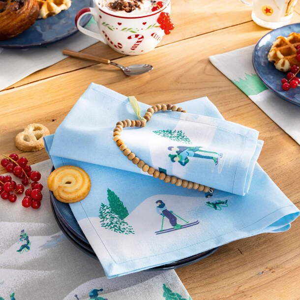 2 serviettes de table Les patineurs