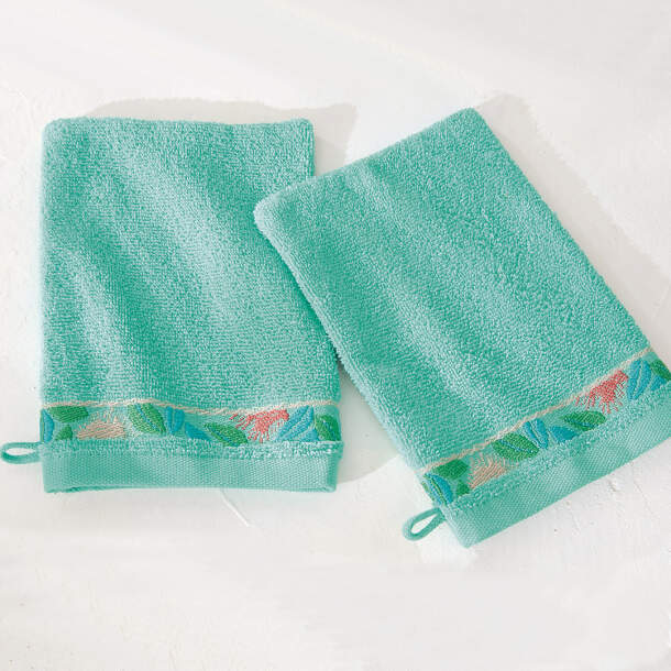 2 gants de toilette Les perruches au paradis