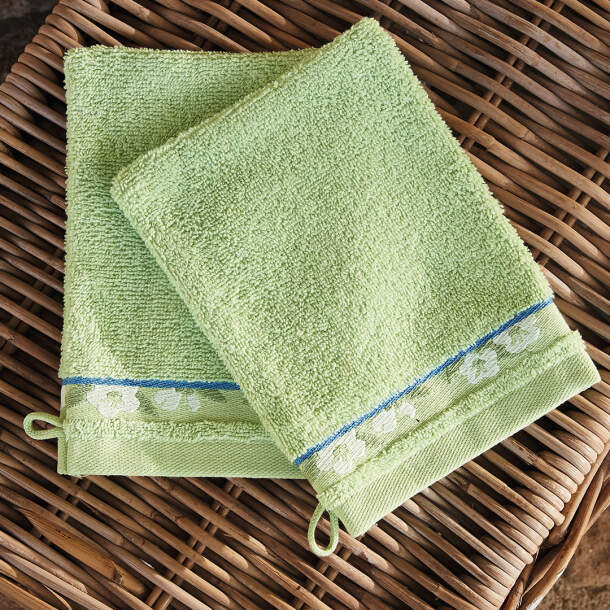 2 gants de toilette Mésanges et pommiers