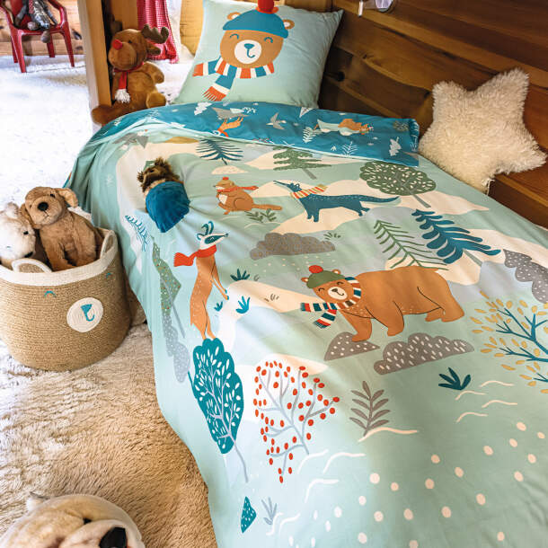 Housse de couette et taie d'oreiller Ours à la montagne