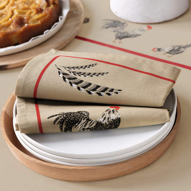 2 serviettes de table Poulettes en goguette