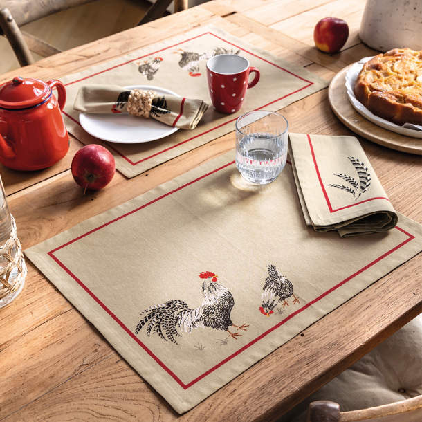 2 sets de table Poulettes en goguette