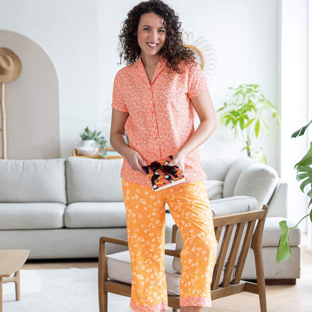 Pantalon 7/8eme abricot Rêves ensoleillés